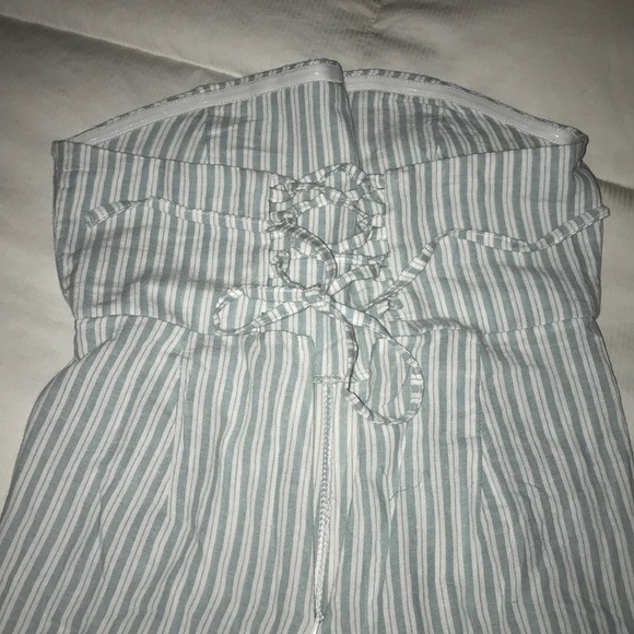 Blue and White Striped Jumpsuit w/ Cross-tie Back - Picture 2 of 2